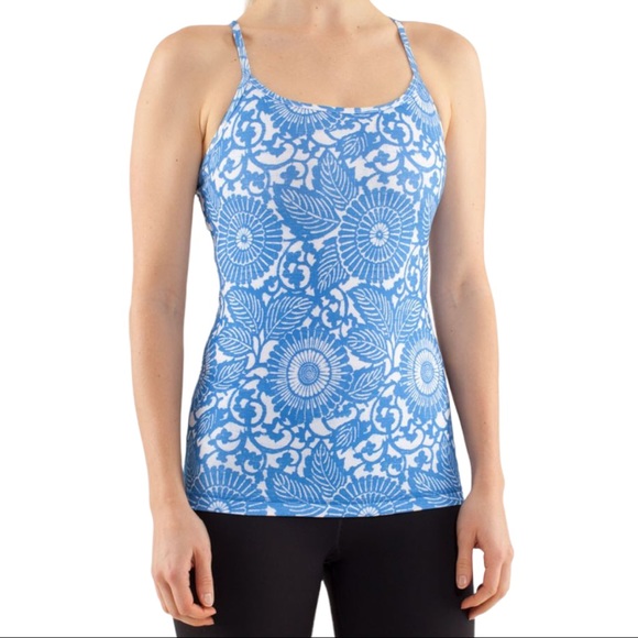 Lululemon Power Y Tank Blue and White Beachy Floral